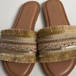 Aldo Women's Gold and Multicolor Embellished Slides